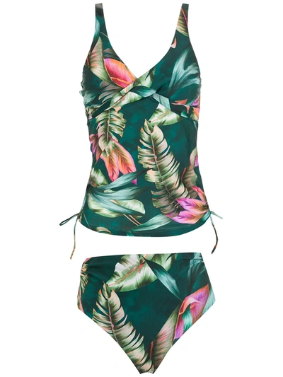 Shop Lygia & Nanny Bruma Leaf-print Tankini In Green