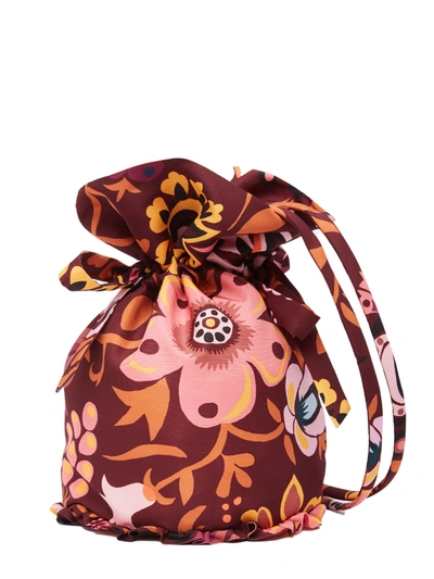 La Doublej Patterned Bucket Bag With Ruffle Details In Multicolor