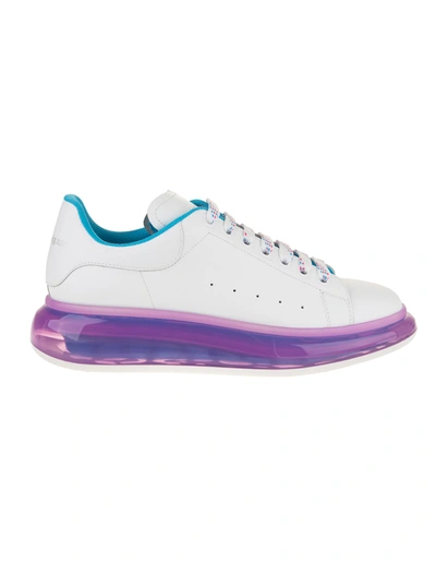 Shop Alexander Mcqueen Man White And Blue Oversize Sneakers With Purple Transparent Sole In White/ca.fl/fl.b/whi