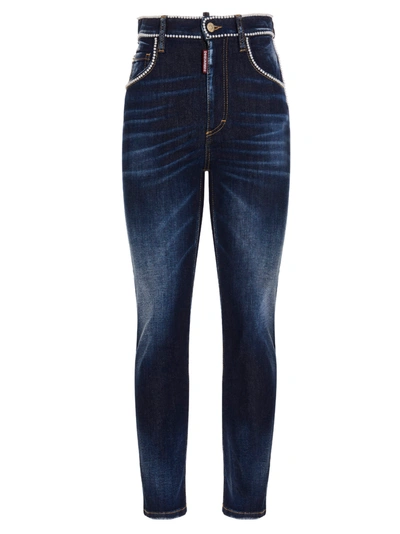 Shop Dsquared2 High Waist Cropped Twiggy Jean Jeans In Blue