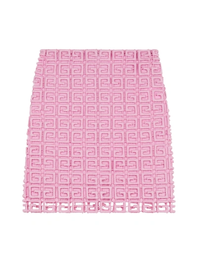 Shop Givenchy 4g Guipurelace Skirt In Pink