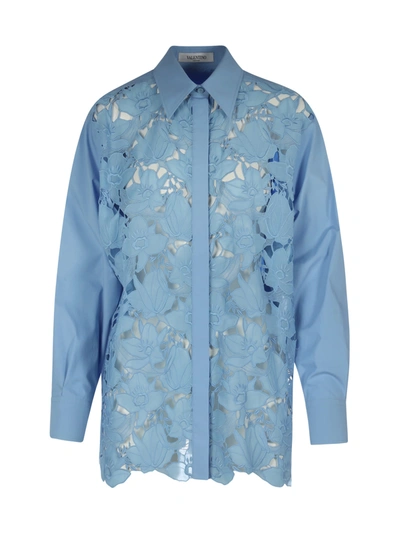 Shop Valentino Long Sleeves Fantasy Shirt In Iris Lilac