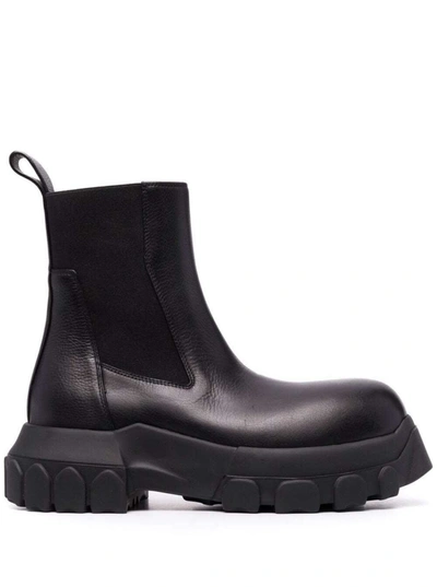 Shop Rick Owens Chunky Black Leather Boots