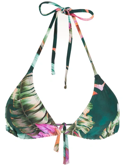 Shop Lygia & Nanny Iasmim Leaf-print Bikini Top In Grün