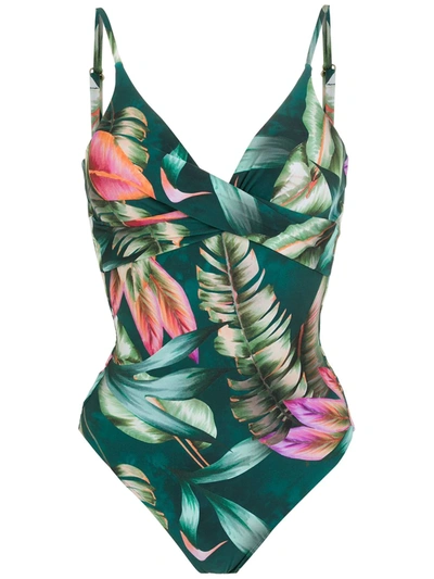 Lygia & Nanny Bianca Leaf-print Swimsuit In Grün
