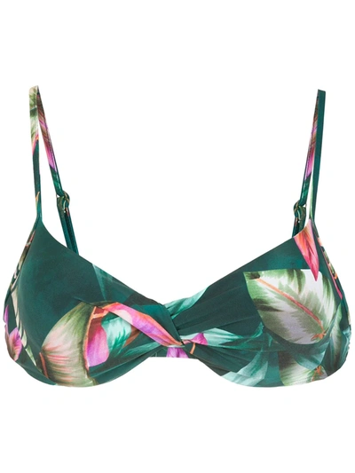 Shop Lygia & Nanny Fiji Leaf-print Bikini Top In Grün