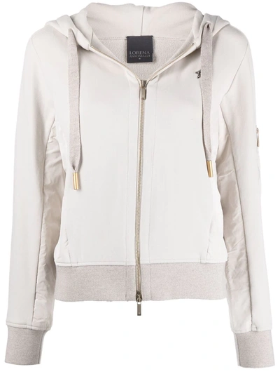 Shop Lorena Antoniazzi Logo-patch Zip-up Hoodie In Nude