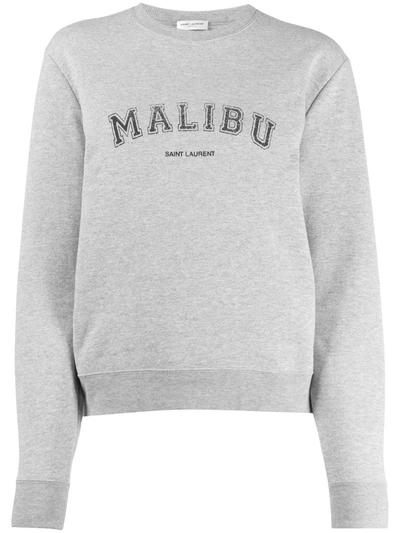 Shop Saint Laurent Malibu-print Fitted Sweatshirt In Black,grey