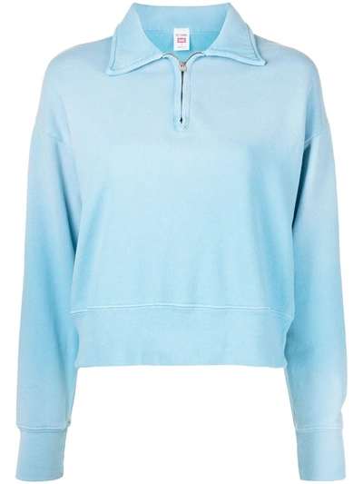 Shop Re/done Half-zip Faded Sweatshirt In Blau