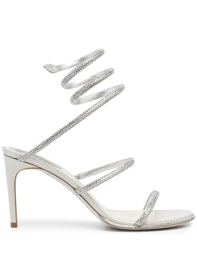 Shop René Caovilla Cleo Wrap Sandals In Silver