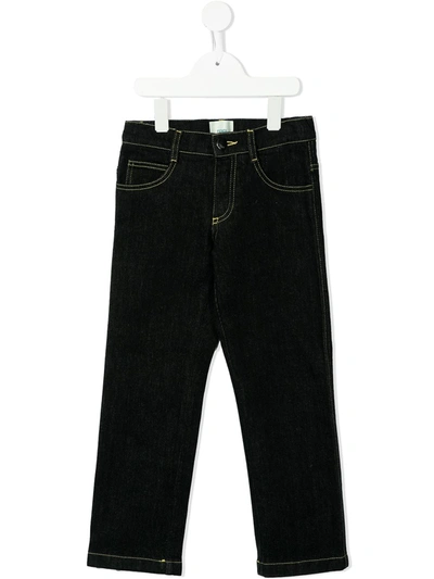 Fendi Logo-print Straight-leg Jeans In Blue