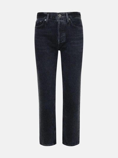 Shop Agolde Black Cotton Crop Lana Jeans