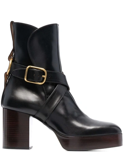 Shop Chloé Black Izzie Ankle Boots In Nero