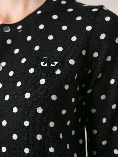 Shop Comme Des Garçons Play Embroidered Heart Polka Dot Cardigan