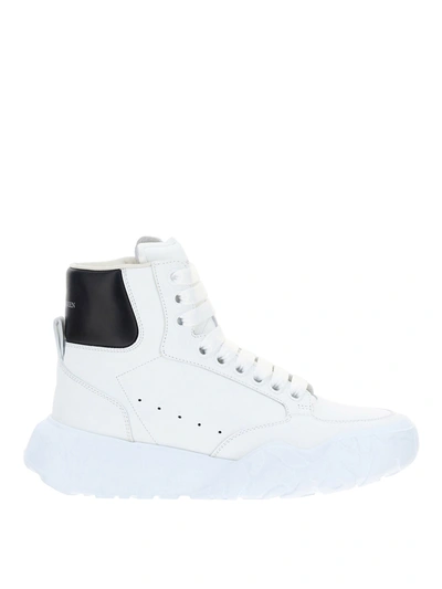 Shop Alexander Mcqueen Leather Hi-top Sneakers In White