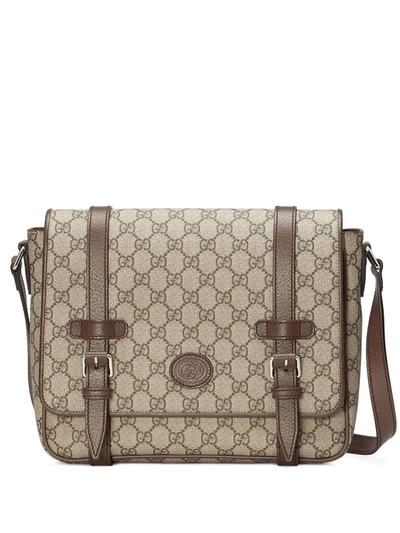 Shop Gucci Gg Supreme Messenger Bag In Brown