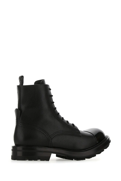 Shop Alexander Mcqueen Black Leather Boots  Black  Uomo 41