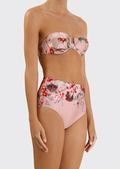 Shop Zimmermann Cassia High-waist Bikini Bottoms In Musk Floral