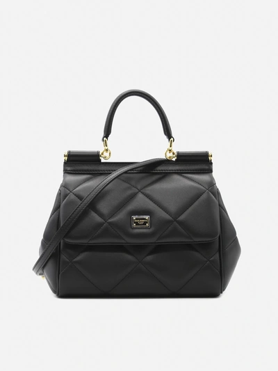 Shop Dolce & Gabbana Small Sicily Bag In Quilted Leather In Black