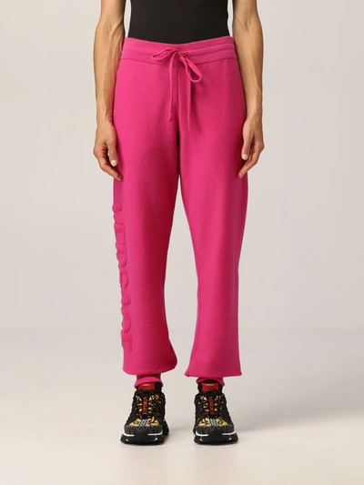 Shop Versace Pants  Jogging Pants In Wool And Cashmere In Fuchsia