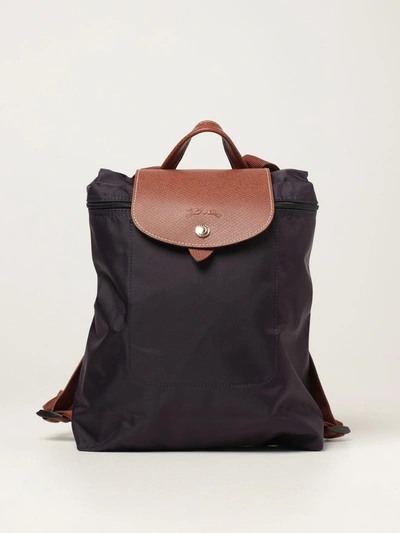 Shop Longchamp Nylon Backpack In Blueberry