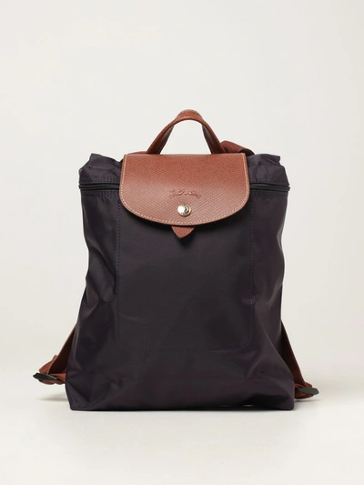 Longchamp Le Pliage Nylon Backpack In Blueberry