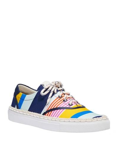Shop Kate Spade Boat Party Striped Canvas Low-top Sneakers In Parchmentoceansid