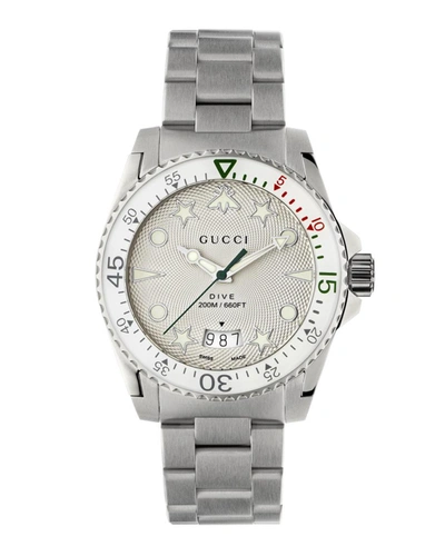Shop Gucci Men's 40mm Dive Icon Bracelet Watch In White