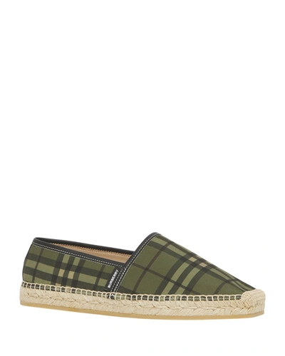 Shop Burberry Alport Vintage Check Espadrille Loafers In Military Green Ip