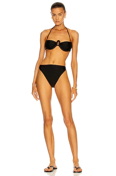 Shop Adriana Degreas Solid High Leg Strapless Bikini In Black
