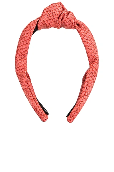 Shop Lele Sadoughi Python Embossed Headband In Coral