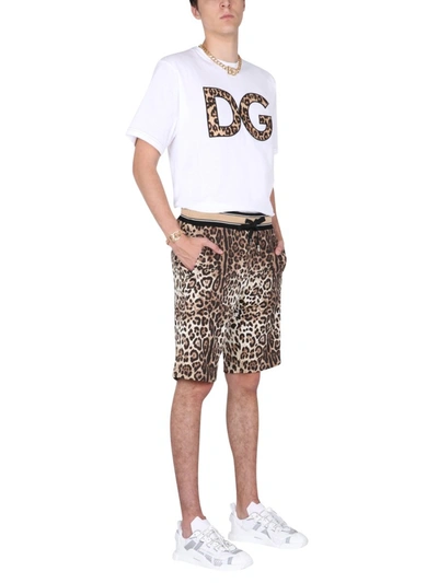Shop Dolce & Gabbana Bermuda With Leopard Print In Animalier