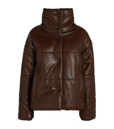 Shop Nanushka Vegan Leather Puffer Jacket In Brown
