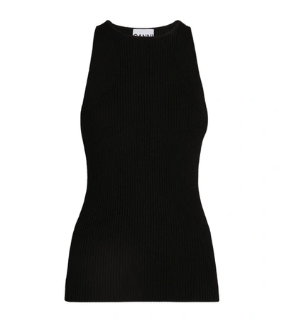 Shop Ganni Sleeveless Knitted Top In Black