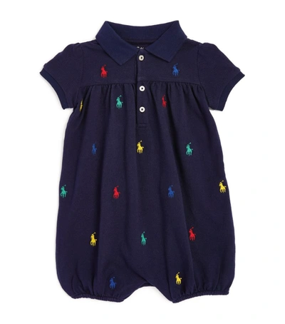 Shop Ralph Lauren All-over Polo Pony Playsuit (3-24 Months) In Navy