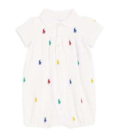 Shop Ralph Lauren All-over Polo Pony Playsuit (3-24 Months) In White