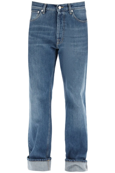 Shop Alexander Mcqueen Jeans With Decorative Selvedge In Blue