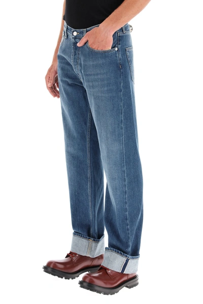Shop Alexander Mcqueen Jeans With Decorative Selvedge In Blue