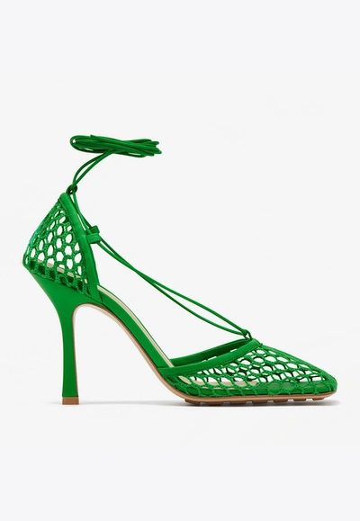 Shop Bottega Veneta Stretch 90 Square-toe Mesh Sandals In Green
