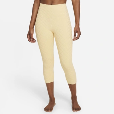 Shop Nike Yoga Luxe Women's High-waisted Jacquard Capri Leggings In Pale Vanilla,coconut Milk