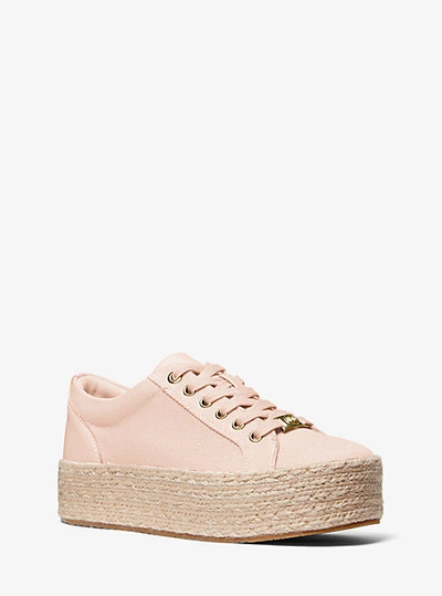 Shop Michael Kors Libby Cotton Canvas Platform Sneaker In Pink