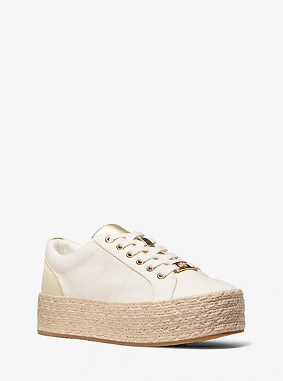 Shop Michael Kors Libby Cotton Canvas Platform Sneaker In Grey