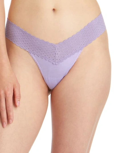 Shop Hanky Panky Eco Organic Cotton Low Rise Thong In Wisteria