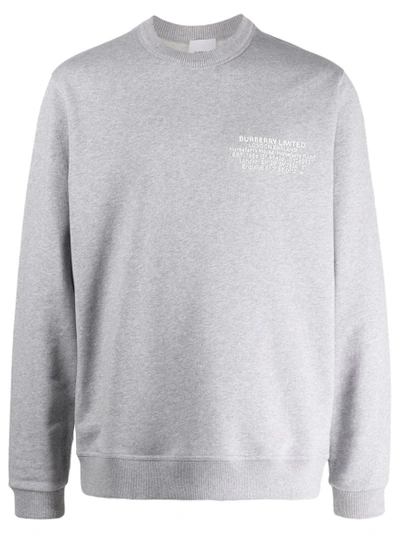 Shop Burberry Limited Logo Sweatshirt Pale Grey Melange