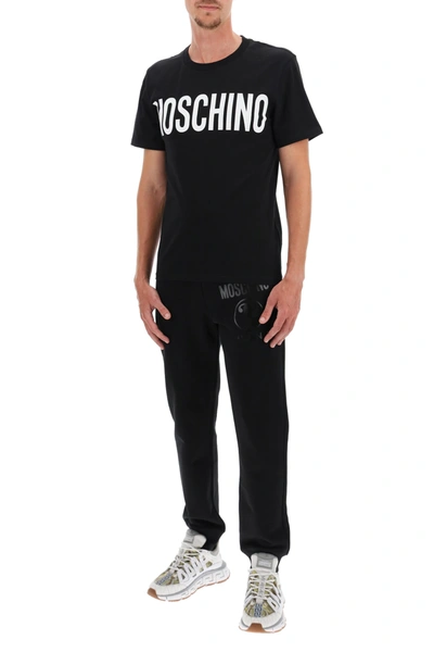 Shop Moschino Logo Print T-shirt In Black,white