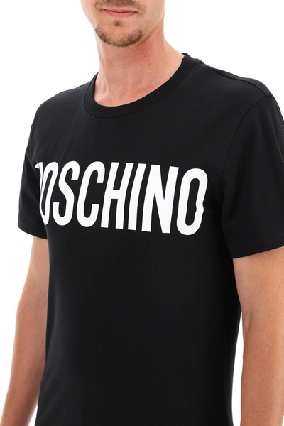 Shop Moschino Logo Print T-shirt In Black,white