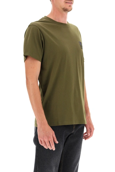 Shop Loewe Anagram Embroidery T-shirt In Khaki