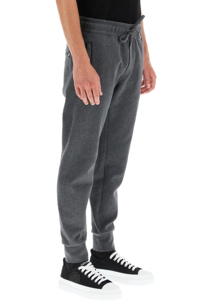 Shop Dolce & Gabbana Jogging Trousers With Bee And Crown Lurex Embroidery In Grey,gold