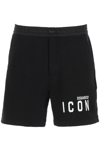 Shop Dsquared2 Jersey Shorts With Logo In Black
