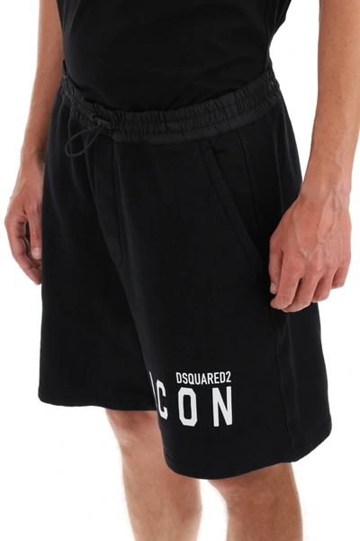 Shop Dsquared2 Jersey Shorts With Logo In Black